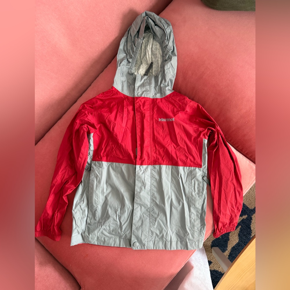Marmot Kids Red and Gray Raincoat
